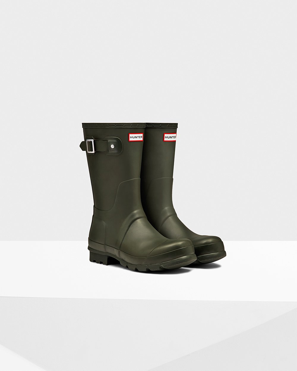 Mens Short Rain Boots - Hunter Original (80ZHYODTX) - Dark Olive